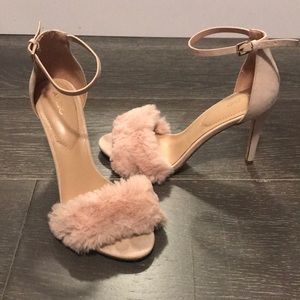 Pink furry heels. Size 7